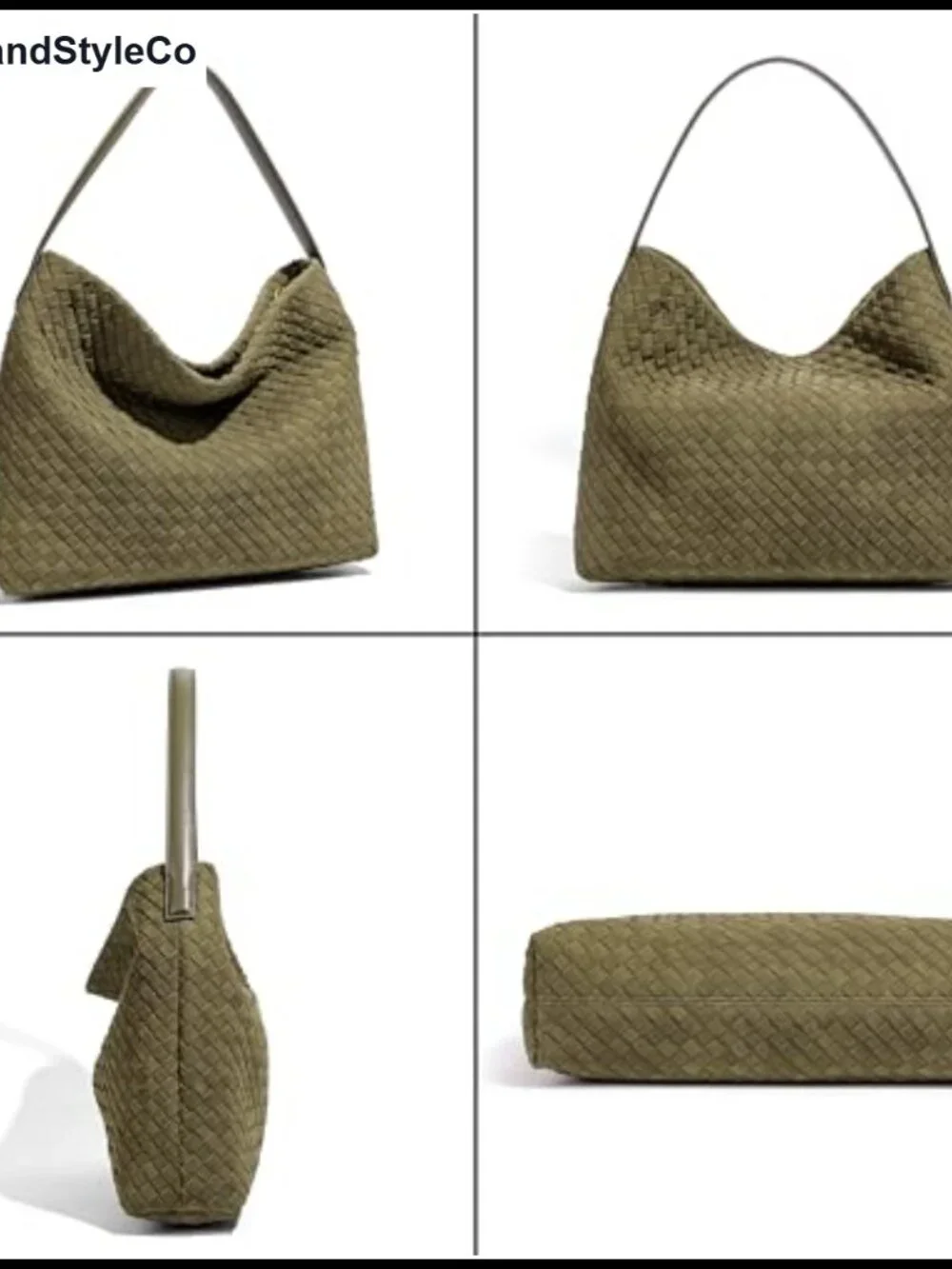 Woven Hobo Bag Faux Suede Shoulder Purse Ladies Crossbody Tote Handbag